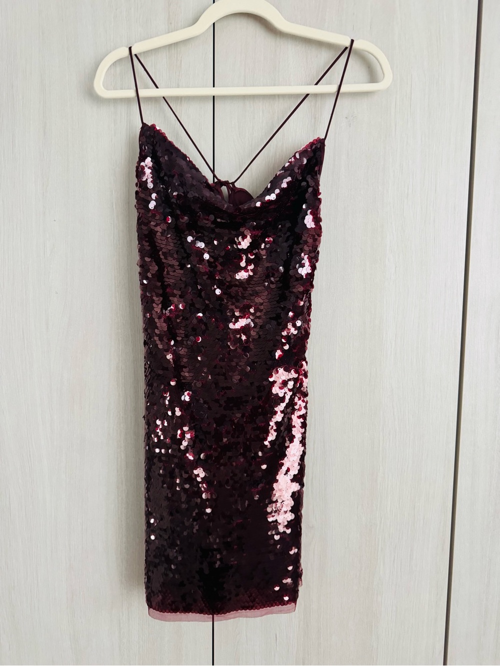 wild fable Burgundy Sequin Cowl Mini Dress
